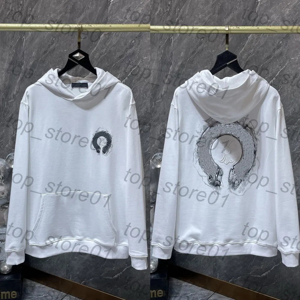 Mens Designer Clothes 2026 High-Quality Mens Chrome Hoodie Women Zipper Jacket Embroidered Horseshoe Sanskrit Cross Fashion Graphic Tee Women Casual Loose T Shirt