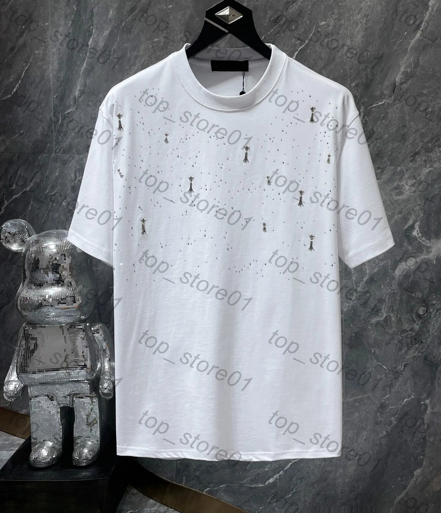 Mens Designer Clothes 2026 High-Quality Mens Chrome Hoodie Women Zipper Jacket Embroidered Horseshoe Sanskrit Cross Fashion Graphic Tee Women Casual Loose T Shirt