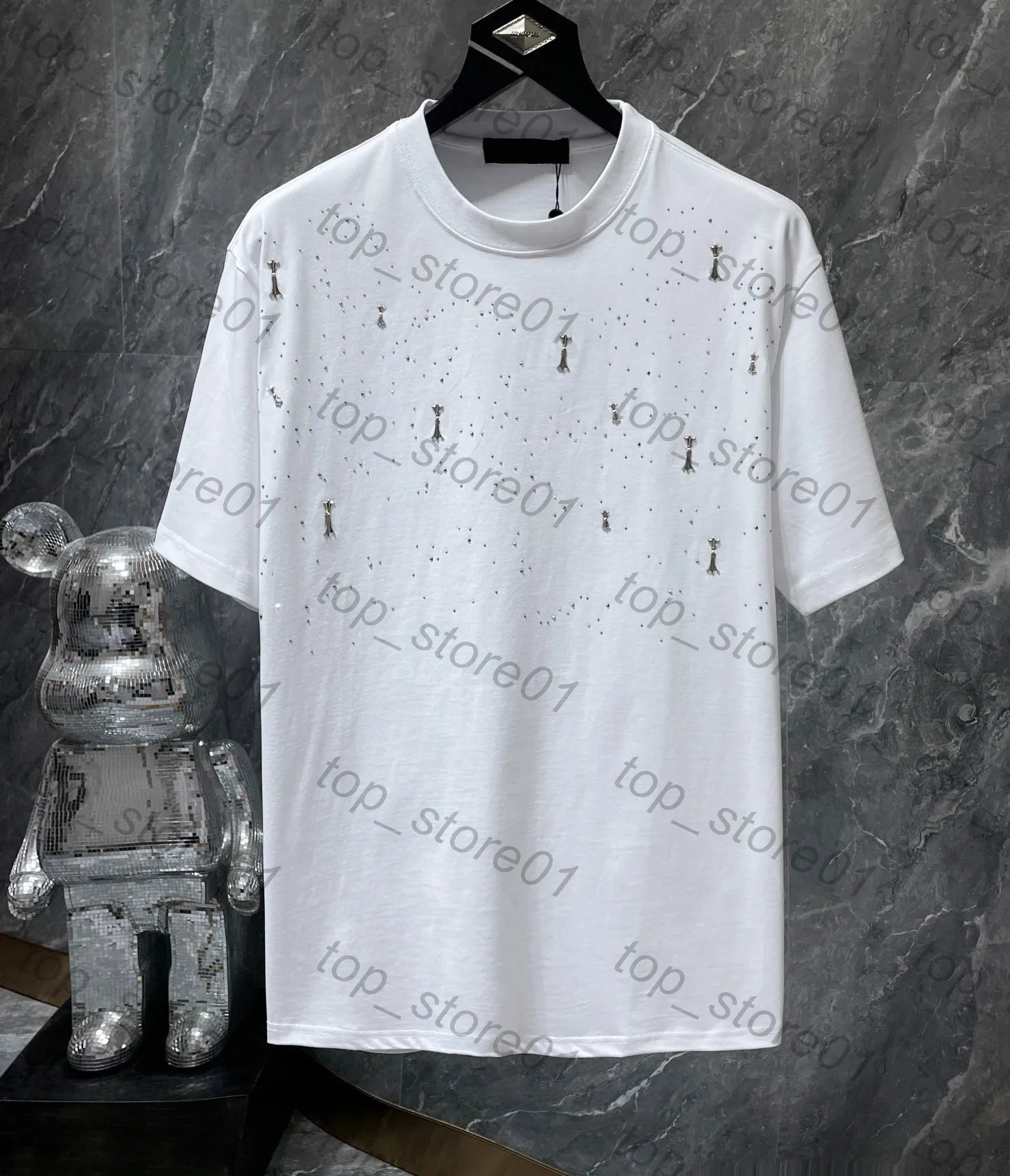 Mens Designer Clothes 2026 High-Quality Mens Chrome Hoodie Women Zipper Jacket Embroidered Horseshoe Sanskrit Cross Fashion Graphic Tee Women Casual Loose T Shirt