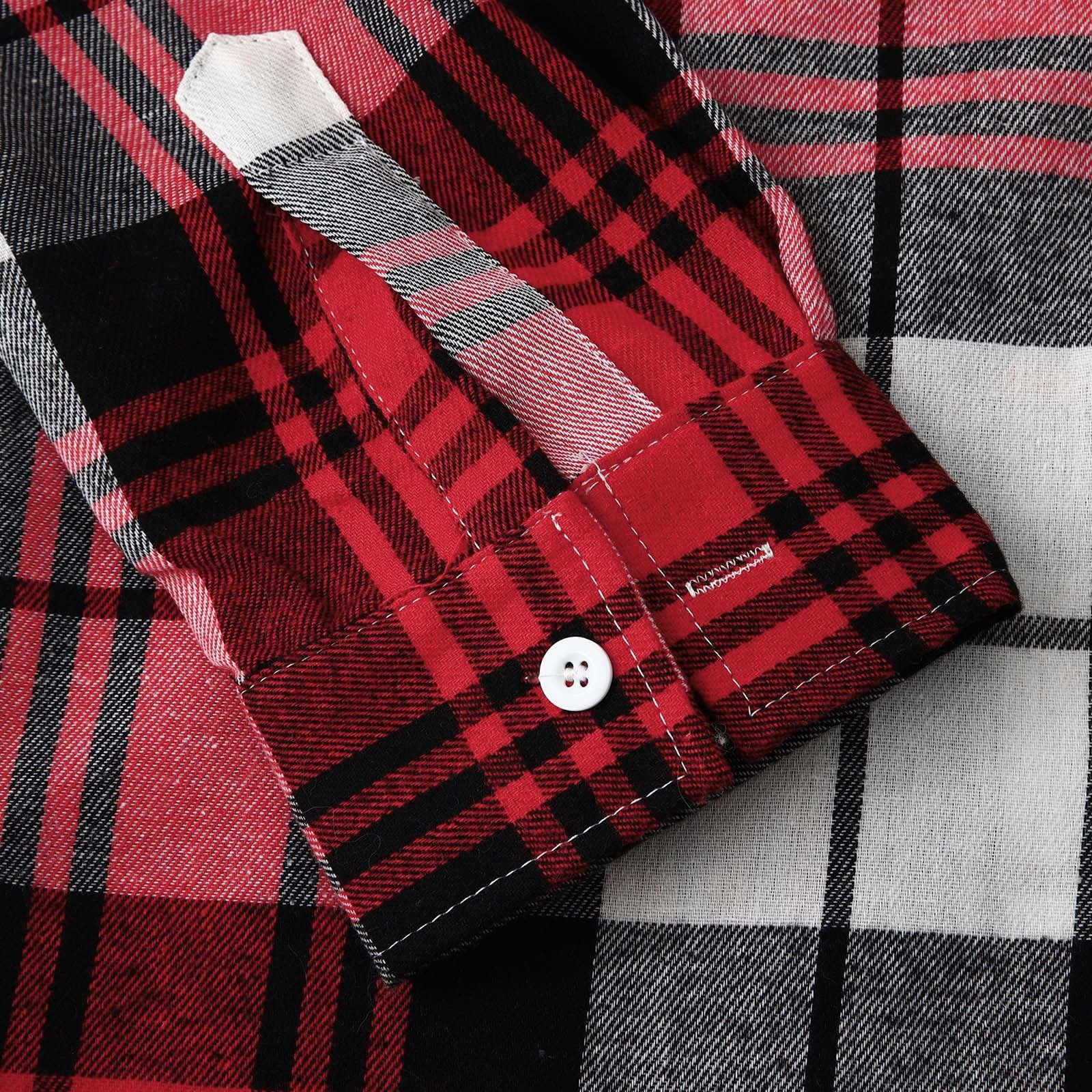 Men'S Flannel Plaid Hooded Shirts Casual Long Sleeve Button down Regular Fit Hooded Shirt Lightweight Thin Jackets Red#02 XL