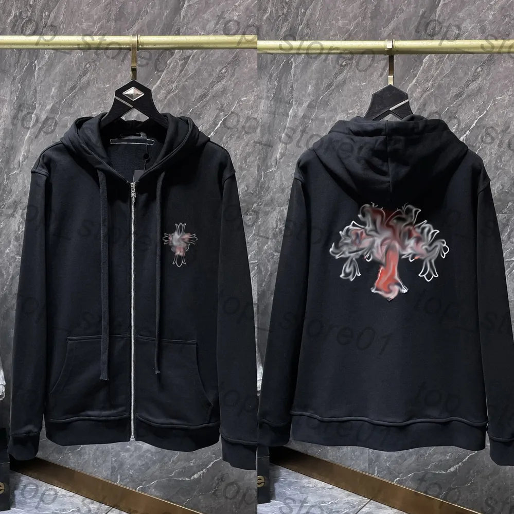 Mens Designer Clothes 2026 High-Quality Mens Chrome Hoodie Women Zipper Jacket Embroidered Horseshoe Sanskrit Cross Fashion Graphic Tee Women Casual Loose T Shirt