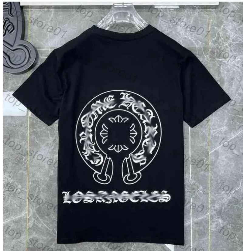 Mens Designer Clothes 2026 High-Quality Mens Chrome Hoodie Women Zipper Jacket Embroidered Horseshoe Sanskrit Cross Fashion Graphic Tee Women Casual Loose T Shirt