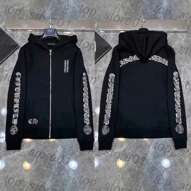 Mens Designer Clothes 2026 High-Quality Mens Chrome Hoodie Women Zipper Jacket Embroidered Horseshoe Sanskrit Cross Fashion Graphic Tee Women Casual Loose T Shirt