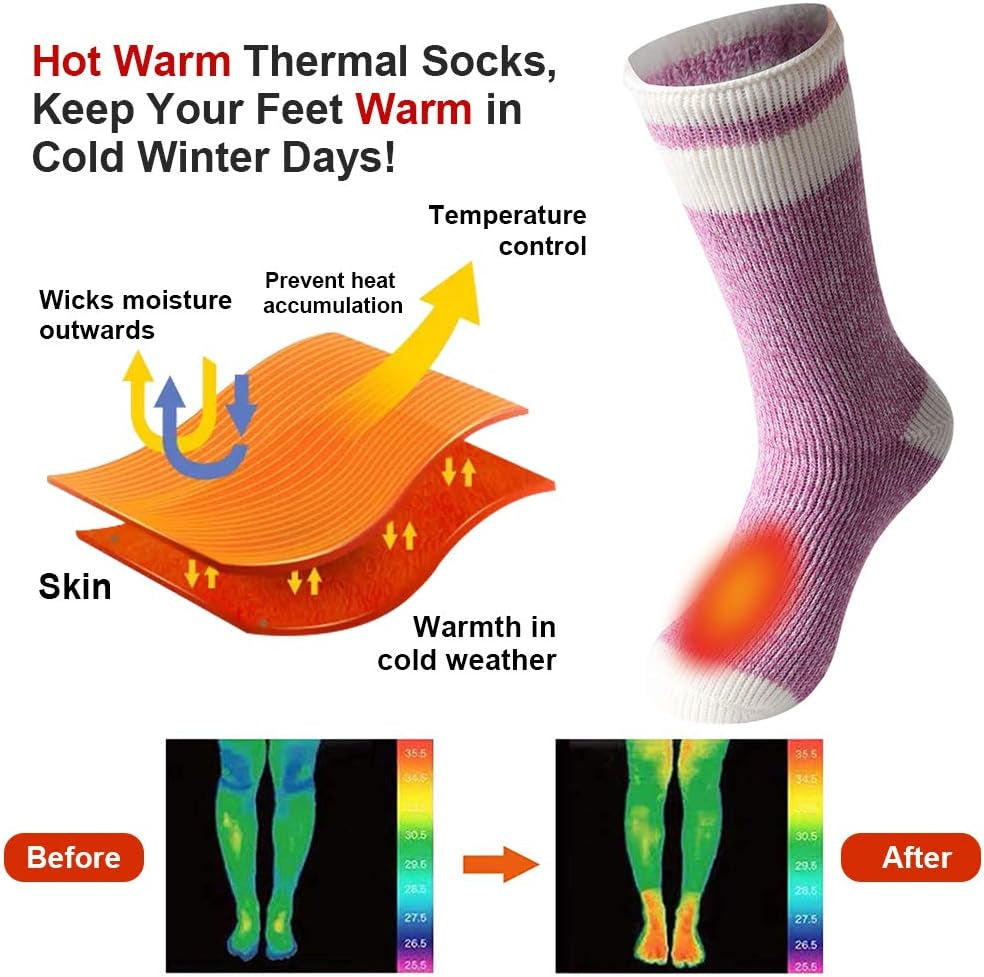 Christmas Stocking Stuffers for Women Thermal Socks, Warm Socks for Winter Cold Day Thermal Socks for Men Women Outdoor Indoor Home Work Warm Socks 2 Pairs