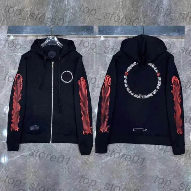 Mens Designer Clothes 2026 High-Quality Mens Chrome Hoodie Women Zipper Jacket Embroidered Horseshoe Sanskrit Cross Fashion Graphic Tee Women Casual Loose T Shirt