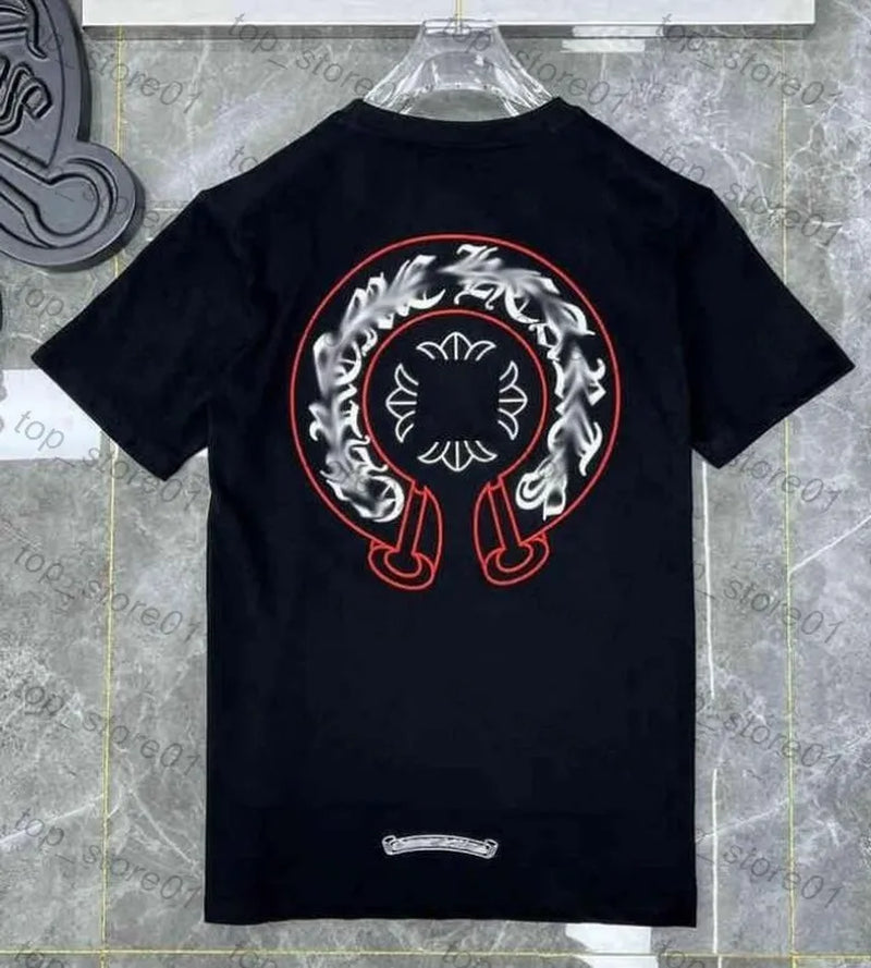 Mens Designer Clothes 2026 High-Quality Mens Chrome Hoodie Women Zipper Jacket Embroidered Horseshoe Sanskrit Cross Fashion Graphic Tee Women Casual Loose T Shirt