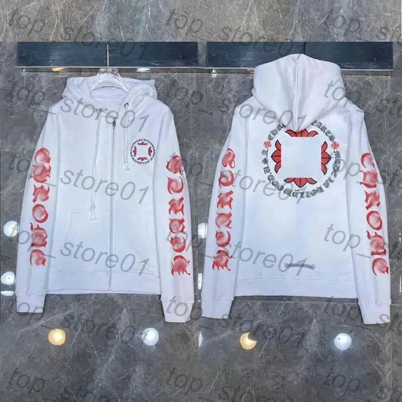 Mens Designer Clothes 2026 High-Quality Mens Chrome Hoodie Women Zipper Jacket Embroidered Horseshoe Sanskrit Cross Fashion Graphic Tee Women Casual Loose T Shirt