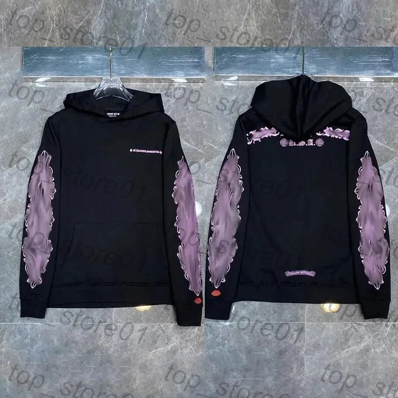 Mens Designer Clothes 2026 High-Quality Mens Chrome Hoodie Women Zipper Jacket Embroidered Horseshoe Sanskrit Cross Fashion Graphic Tee Women Casual Loose T Shirt