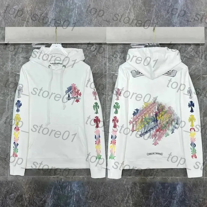 Mens Designer Clothes 2026 High-Quality Mens Chrome Hoodie Women Zipper Jacket Embroidered Horseshoe Sanskrit Cross Fashion Graphic Tee Women Casual Loose T Shirt
