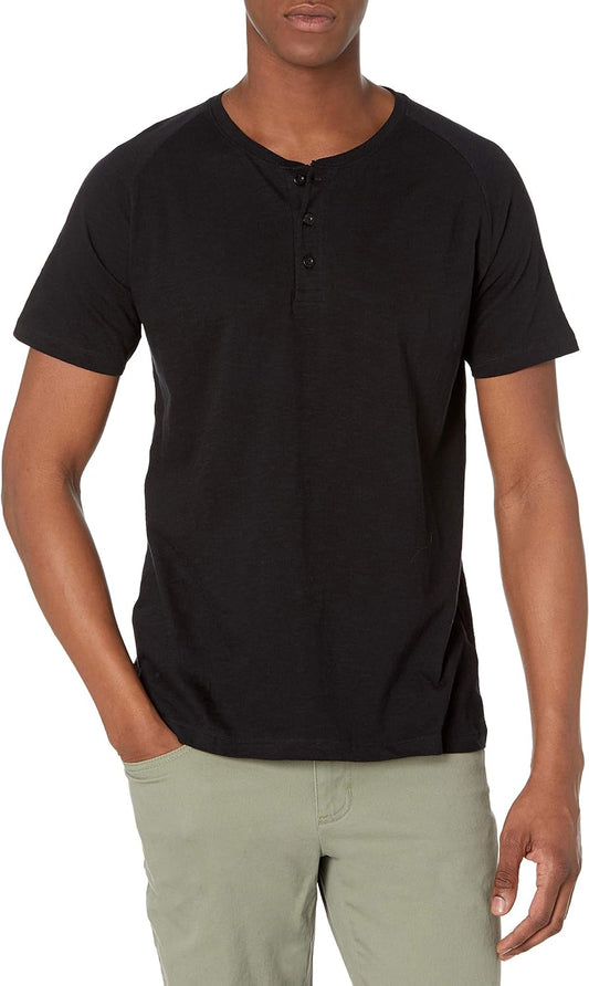 Short-Sleeve 100% Organic Cotton Lightweight Slub Henley Shirt for Men