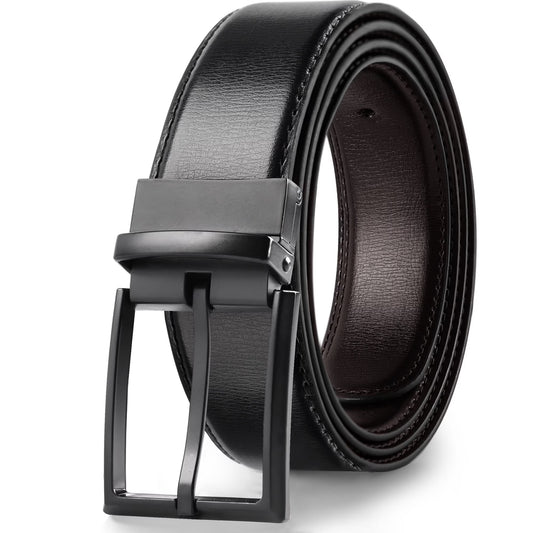 Reversible Mens Belt Black and Brown, Mens Dress Casual Belt, Thick Leather Belt