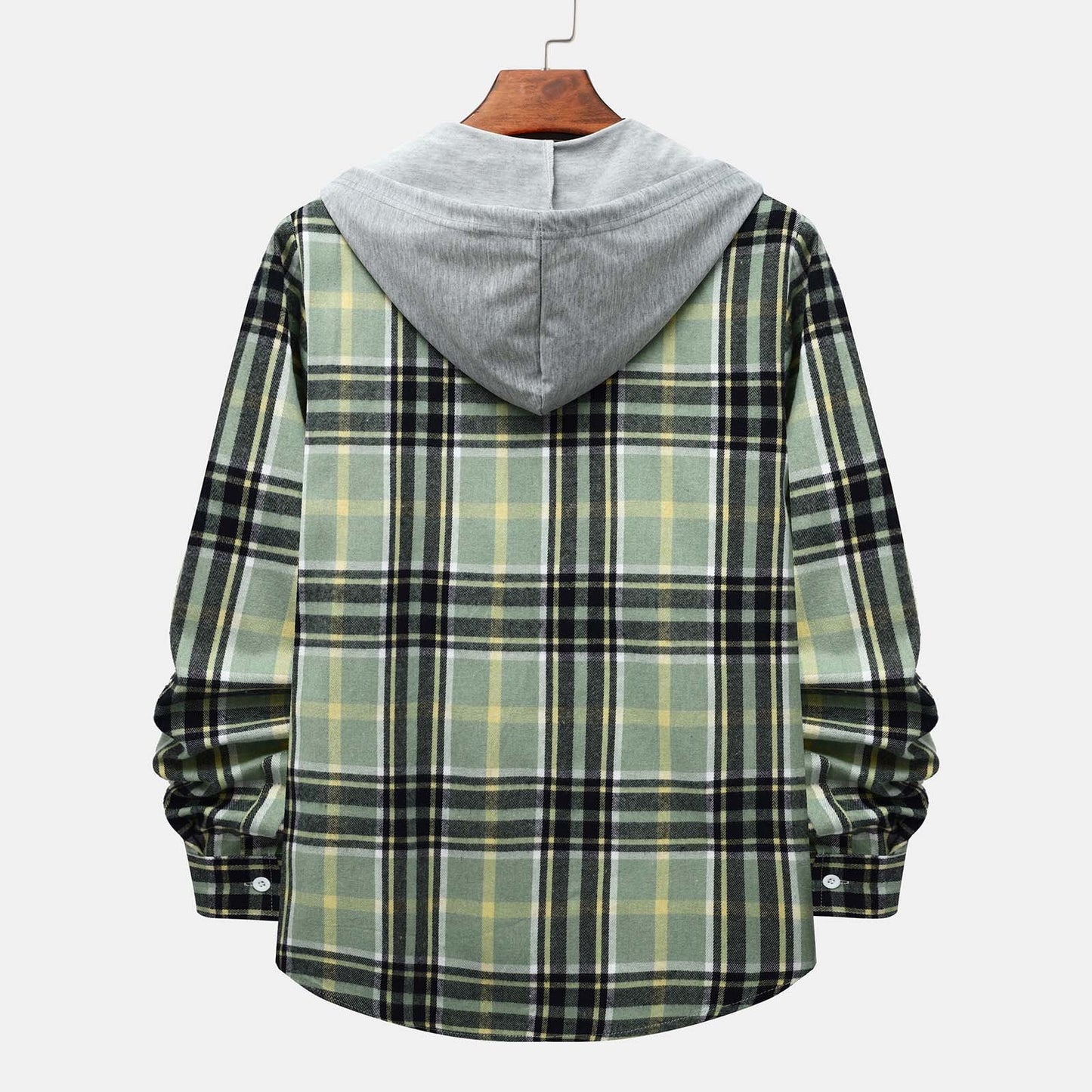 Mens Classic Plaid Long Sleeve Hooded Shirts Casual Thin Cotton Light Jacket Relaxed Fit Loose Outwear Hoodies Shirt Green M