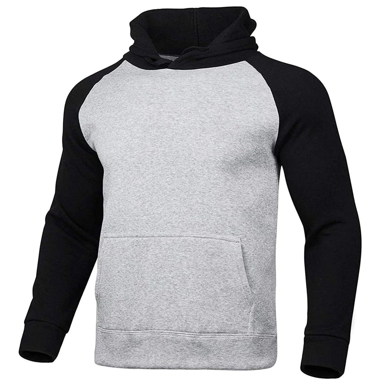 Men'S Tracksuit 2 Piece Fall Winter Casual Patchwork Jogger Sport Gym Pockets Sweatsuit Cozy Long Sleeve Hoodies and Sweatpant Set Black S