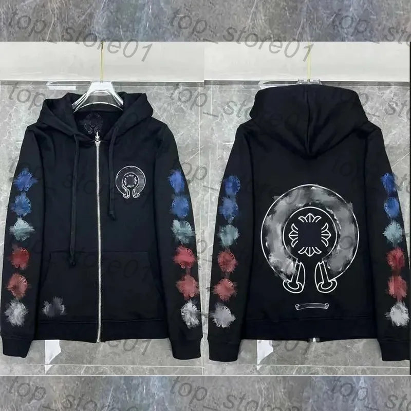 Mens Designer Clothes 2026 High-Quality Mens Chrome Hoodie Women Zipper Jacket Embroidered Horseshoe Sanskrit Cross Fashion Graphic Tee Women Casual Loose T Shirt
