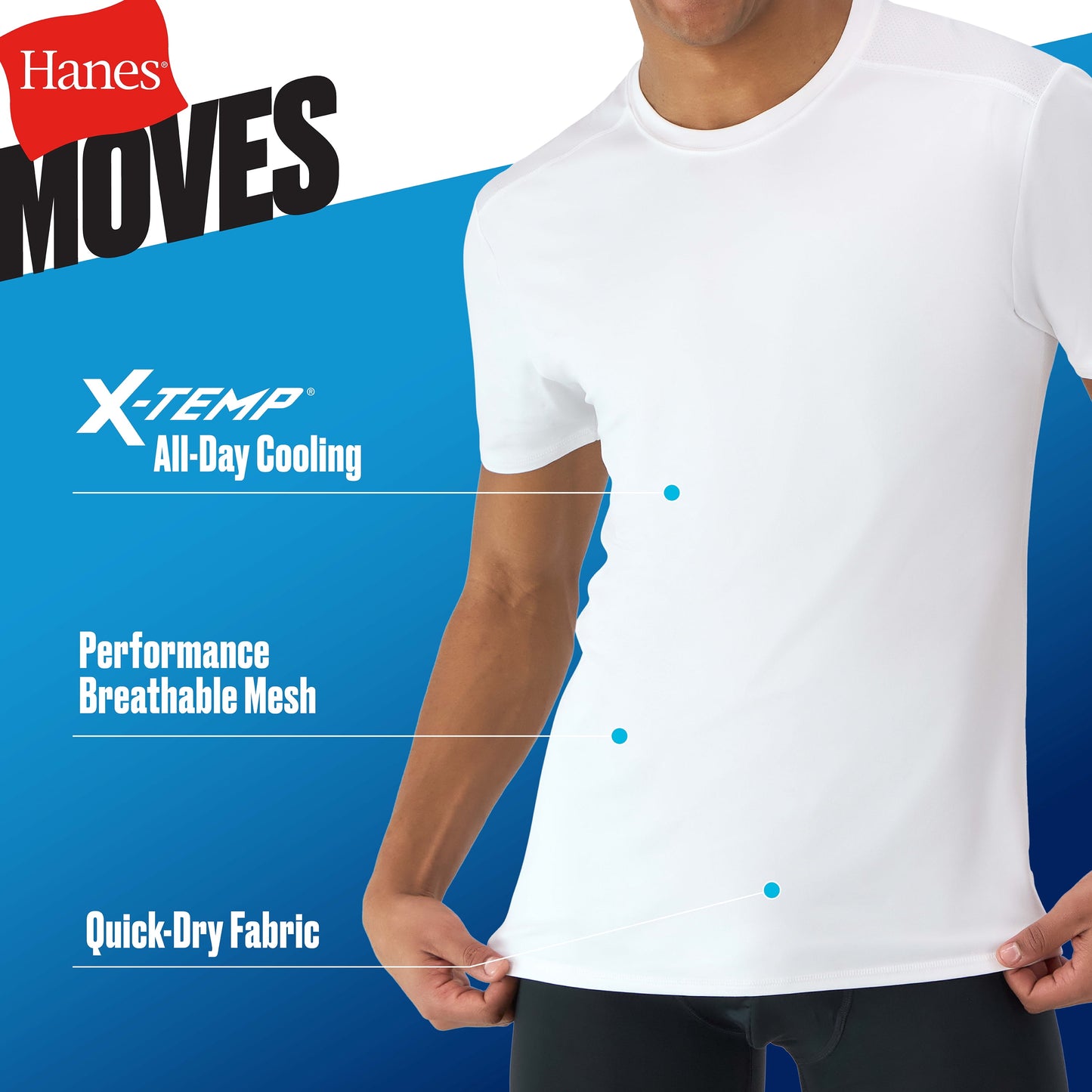 Cooling T-Shirt Pack, 3-Pack, Moves Breathable Jersey Mesh-Back Performance T-Shirts