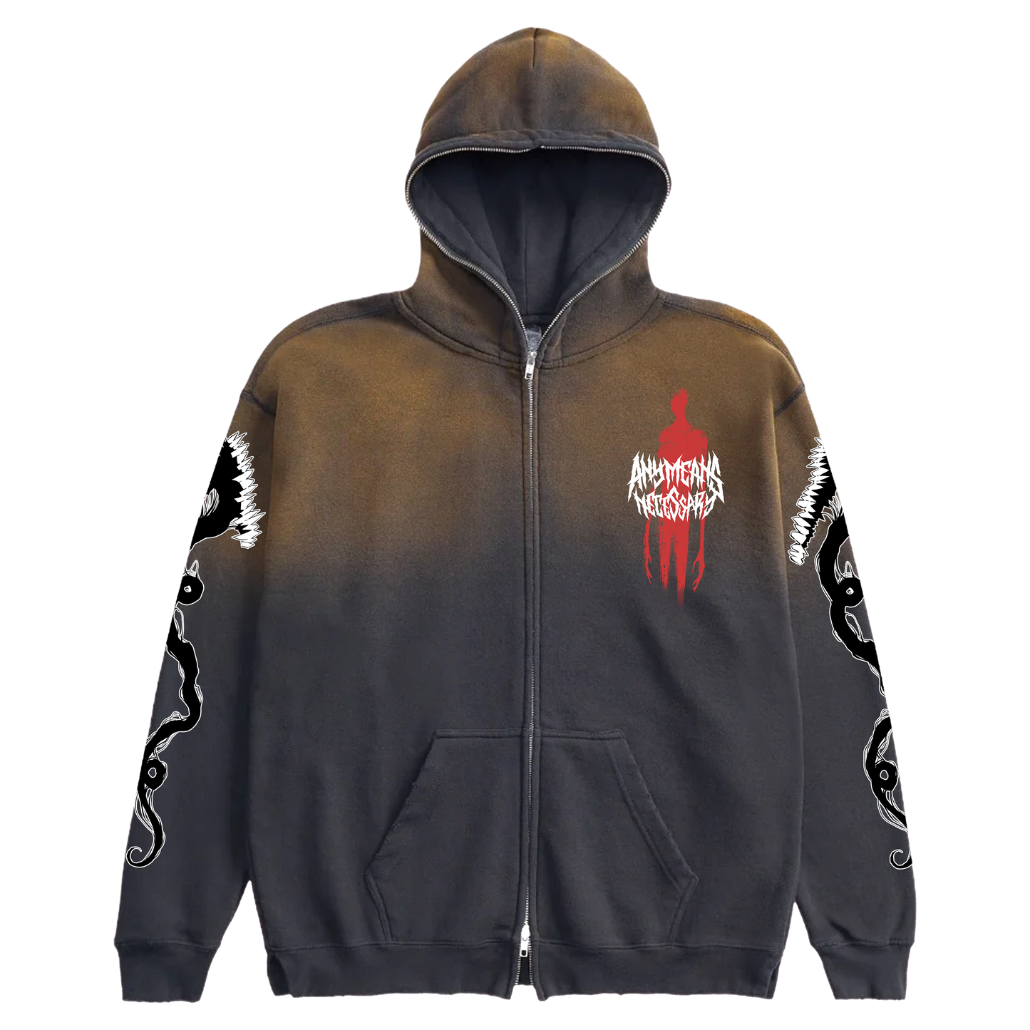 Abandon Full Zip Up Hoodie Black