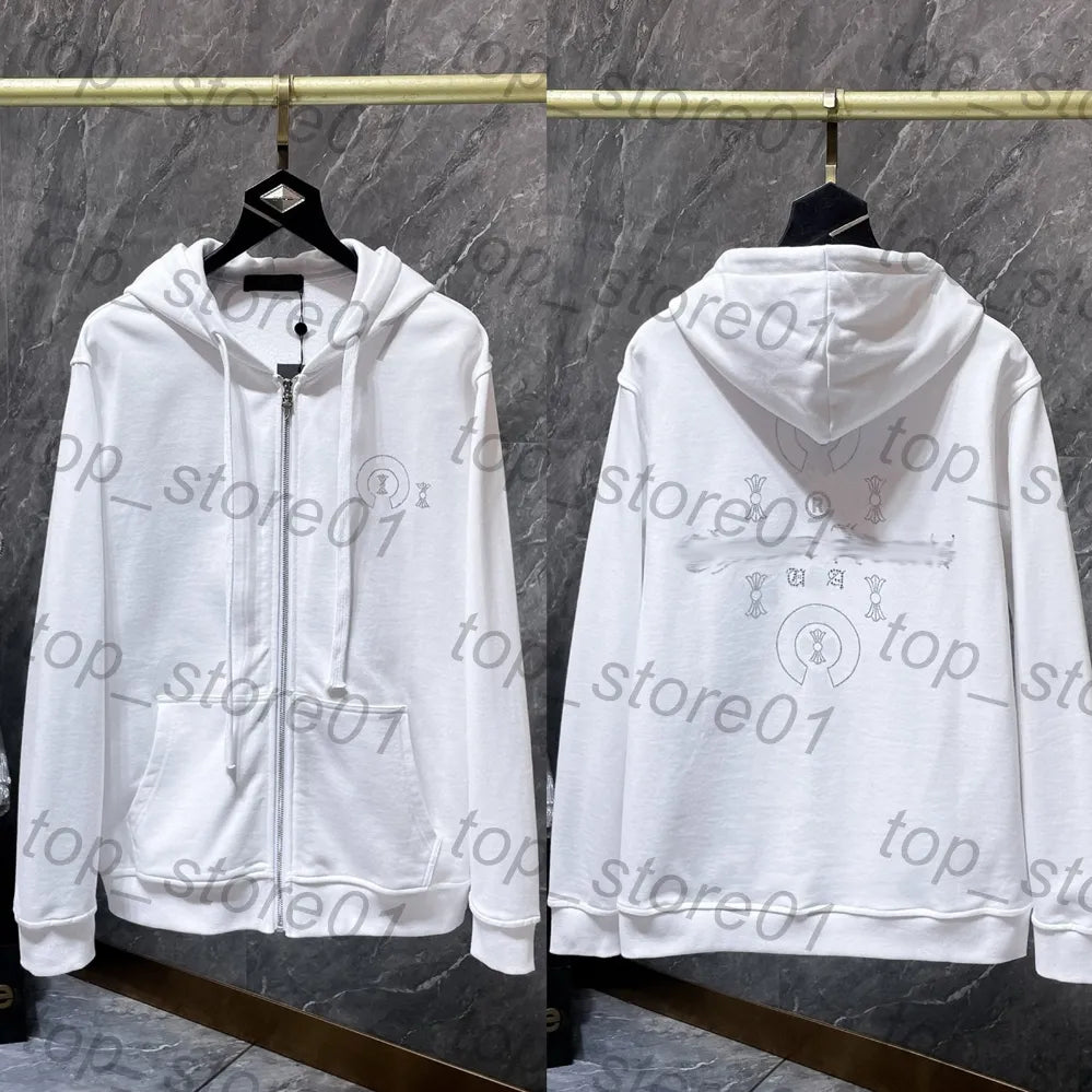 Mens Designer Clothes 2026 High-Quality Mens Chrome Hoodie Women Zipper Jacket Embroidered Horseshoe Sanskrit Cross Fashion Graphic Tee Women Casual Loose T Shirt