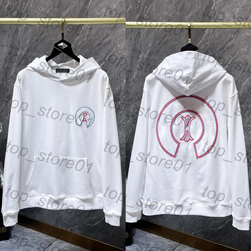 Mens Designer Clothes 2026 High-Quality Mens Chrome Hoodie Women Zipper Jacket Embroidered Horseshoe Sanskrit Cross Fashion Graphic Tee Women Casual Loose T Shirt