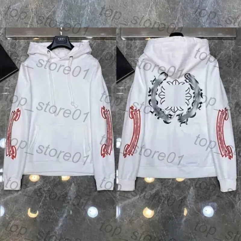 Mens Designer Clothes 2026 High-Quality Mens Chrome Hoodie Women Zipper Jacket Embroidered Horseshoe Sanskrit Cross Fashion Graphic Tee Women Casual Loose T Shirt