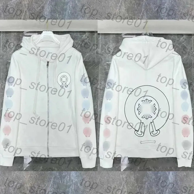 Mens Designer Clothes 2026 High-Quality Mens Chrome Hoodie Women Zipper Jacket Embroidered Horseshoe Sanskrit Cross Fashion Graphic Tee Women Casual Loose T Shirt