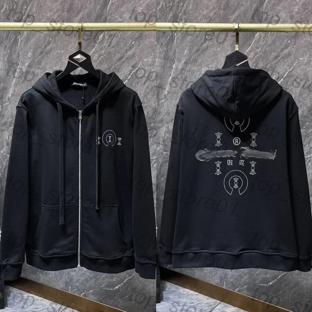 Mens Designer Clothes 2026 High-Quality Mens Chrome Hoodie Women Zipper Jacket Embroidered Horseshoe Sanskrit Cross Fashion Graphic Tee Women Casual Loose T Shirt