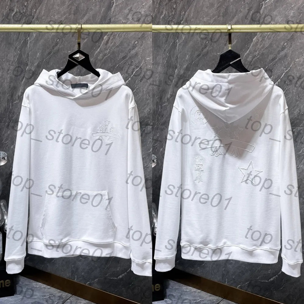 Mens Designer Clothes 2026 High-Quality Mens Chrome Hoodie Women Zipper Jacket Embroidered Horseshoe Sanskrit Cross Fashion Graphic Tee Women Casual Loose T Shirt