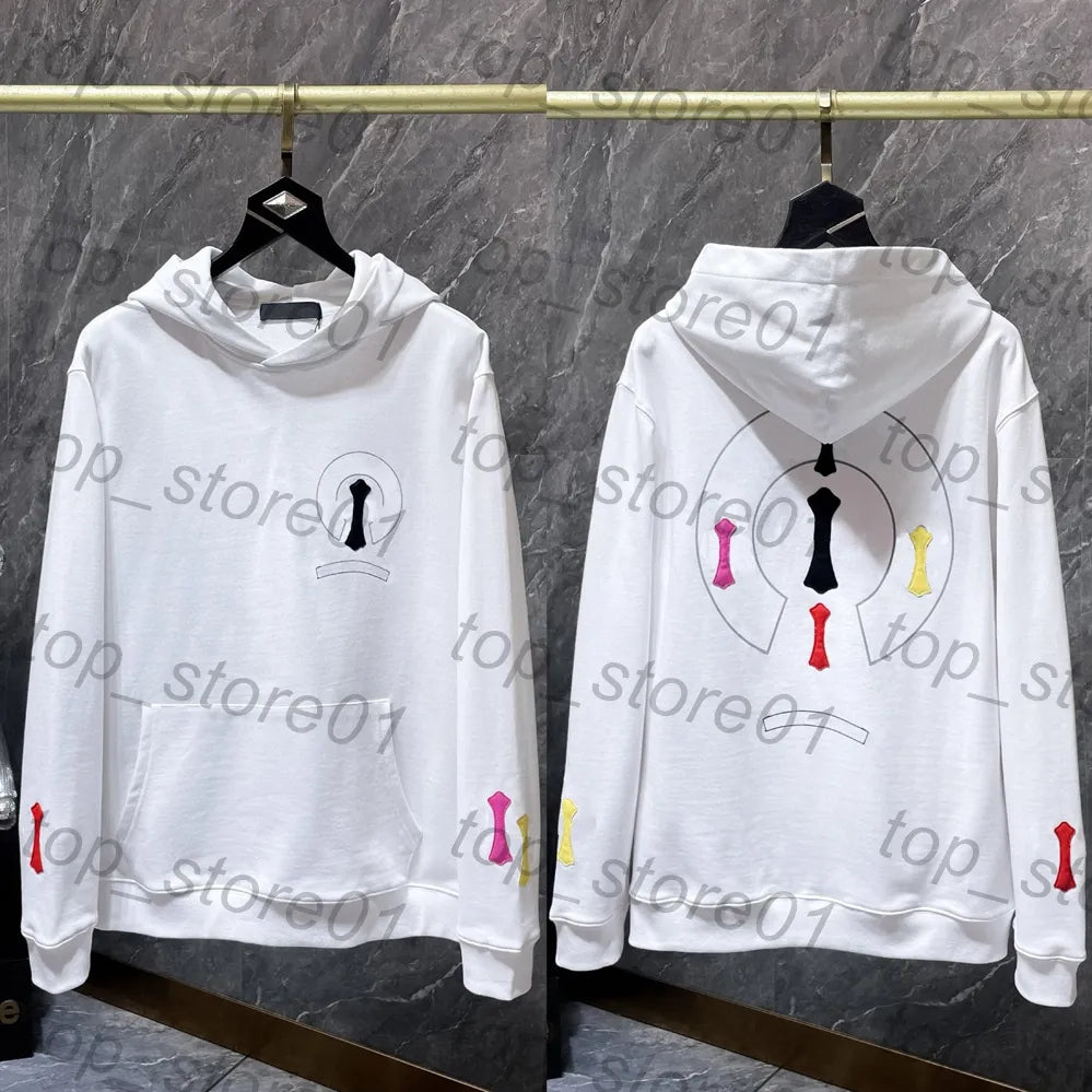 Mens Designer Clothes 2026 High-Quality Mens Chrome Hoodie Women Zipper Jacket Embroidered Horseshoe Sanskrit Cross Fashion Graphic Tee Women Casual Loose T Shirt