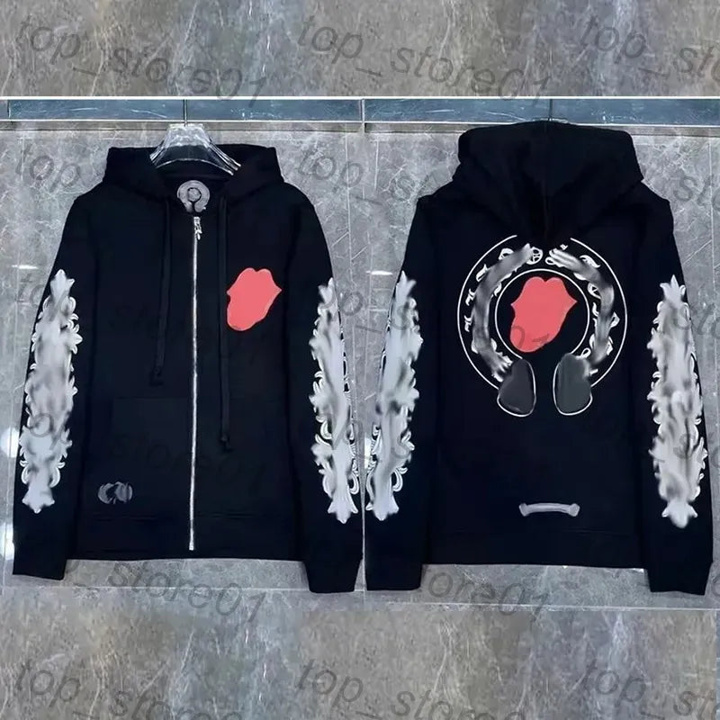 Mens Designer Clothes 2026 High-Quality Mens Chrome Hoodie Women Zipper Jacket Embroidered Horseshoe Sanskrit Cross Fashion Graphic Tee Women Casual Loose T Shirt