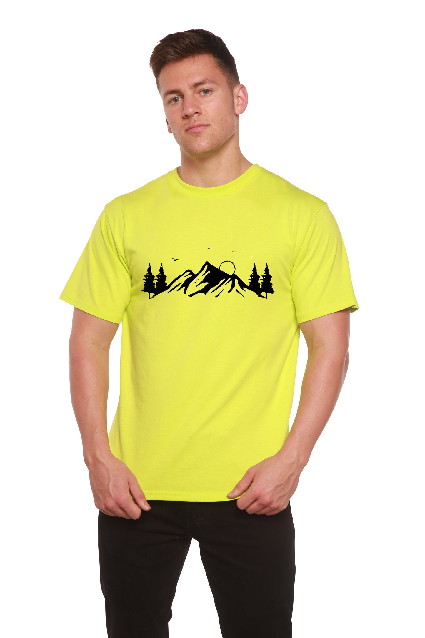 Men's Bamboo Viscose/Organic Cotton Short Sleeve T-Shirt with Print Mauna Kea